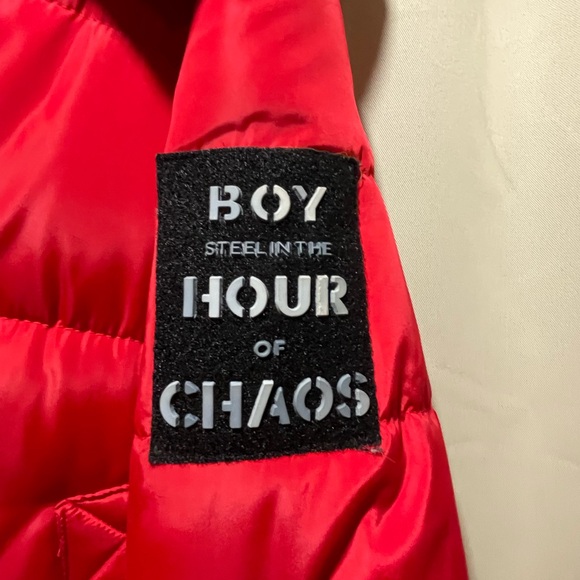 Red Puffer Jacket with Hood - Picture 2 of 7